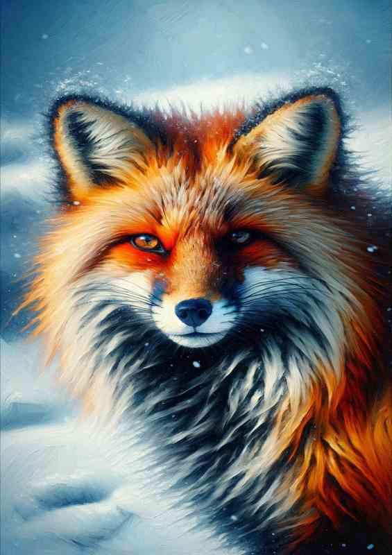 Mysterious Fox in Snowy Terrain head | Canvas