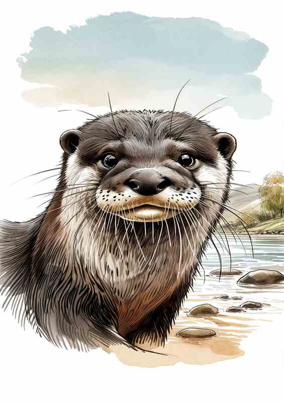 Playful Otter in Riverside Habitat | Poster