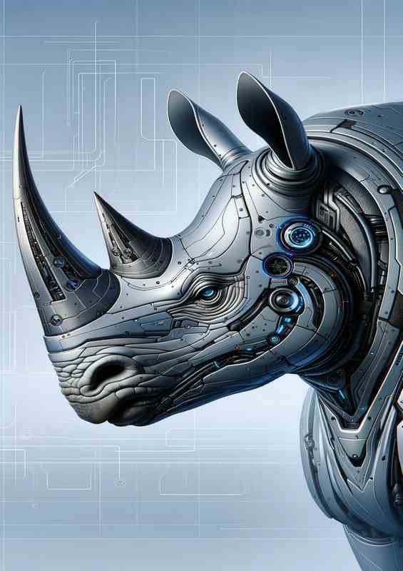 Rhino in Digital Style High Tech Art | Di-Bond