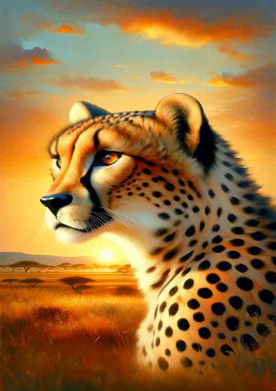 Savanna Sunrise head of an elegant cheetah | Poster