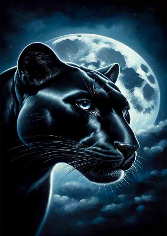 Sleek Panther in Moonlight at night | Canvas