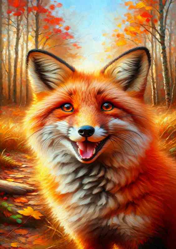 Spirited Fox in Autumn Woods in the sun | Poster