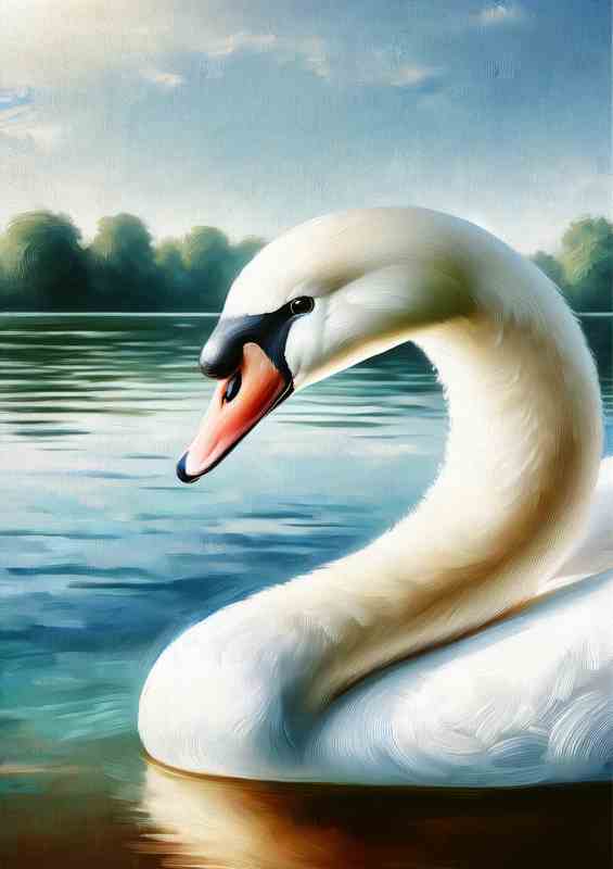 Swan in Serene Lake head of a graceful swan | Canvas
