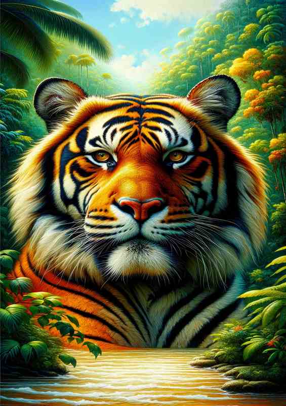 Tropical Wilderness the head of a majestic tiger | Di-Bond