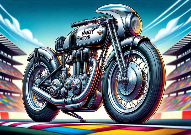 Cartoon Manx Norton Motorcycle Art A cartoon style | Canvas
