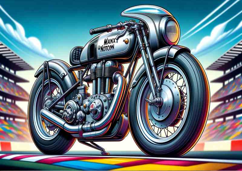 Cartoon Manx Norton Motorcycle Art A cartoon style | Poster