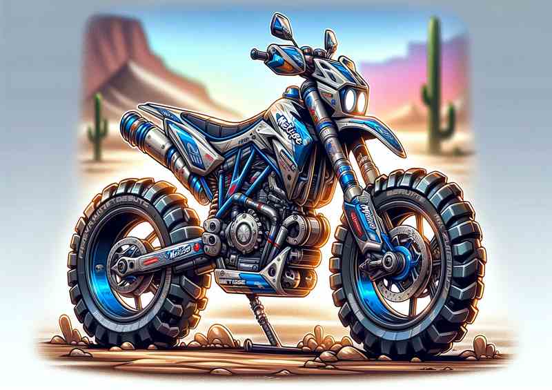 Cartoon Metisse Desert Race Motorcycle Art | Canvas