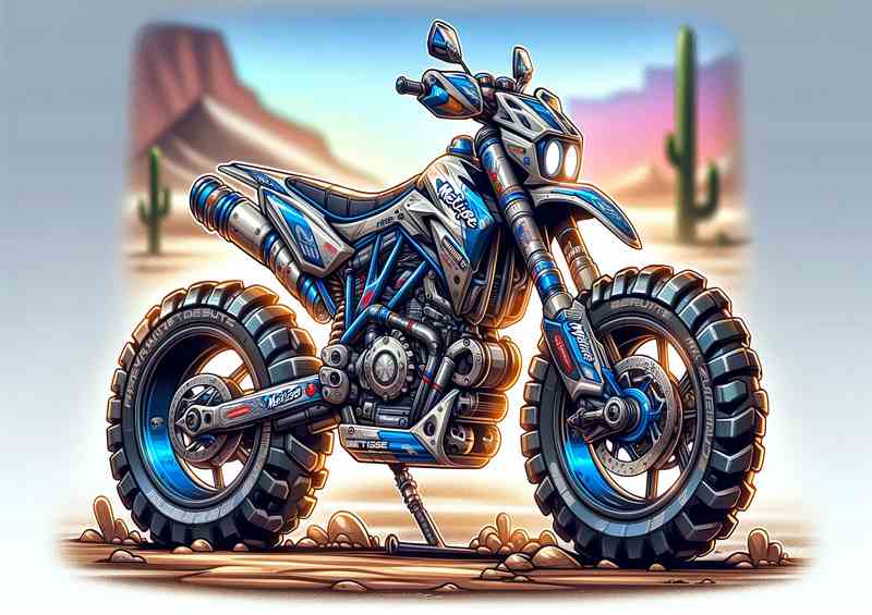 Cartoon Metisse Desert Race Motorcycle Art | Poster