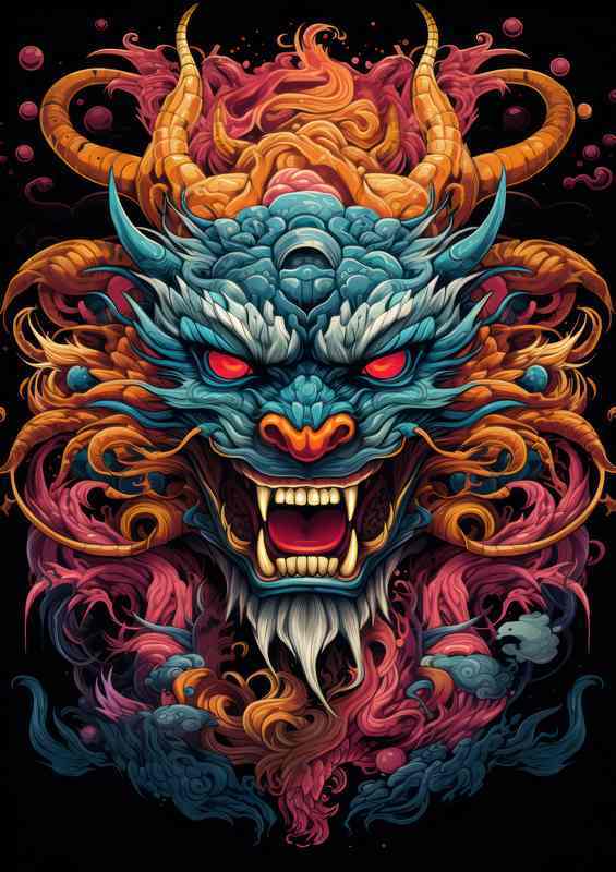 Chinese drafon head with a splash of colour | Di-Bond