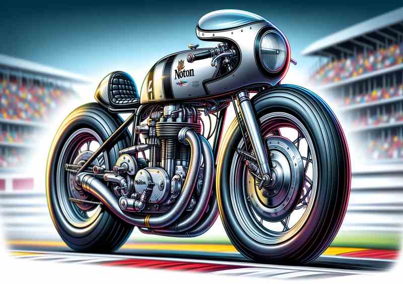 Cool Cartoon Manx Norton Motorcycle Art A cartoon style | Canvas