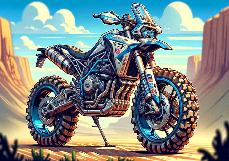 Cool Cartoon Metisse Desert Race Motorcycle Art | Canvas