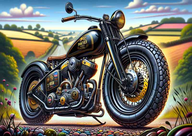 Cool Cartoon Panther Model Motorcycle Art A cartoon style | Canvas