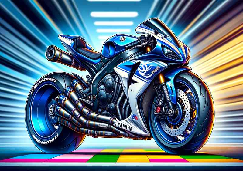 Cool Cartoon Yamaha R1 Motorcycle Art | Canvas
