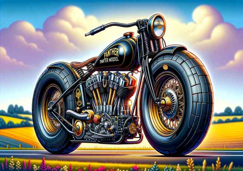 Panther Model Motorcycle Art A cartoon style | Di-Bond