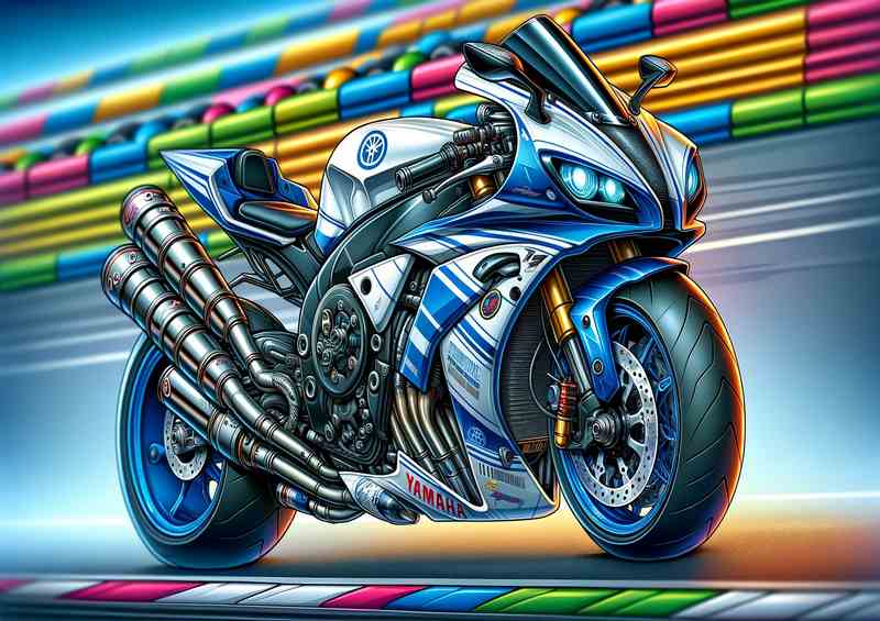 Yamaha R1 Motorcycle Art A cartoon style | Canvas
