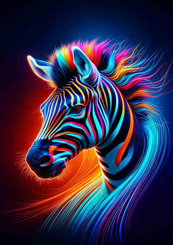Vivid Zebra Head - Ultra HD Neon Colors Poster