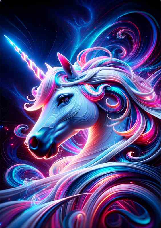 A magical unicorn head kaleidoscope of neon colors | Poster