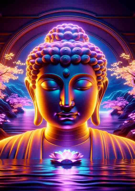 Harmonious Neon Buddha