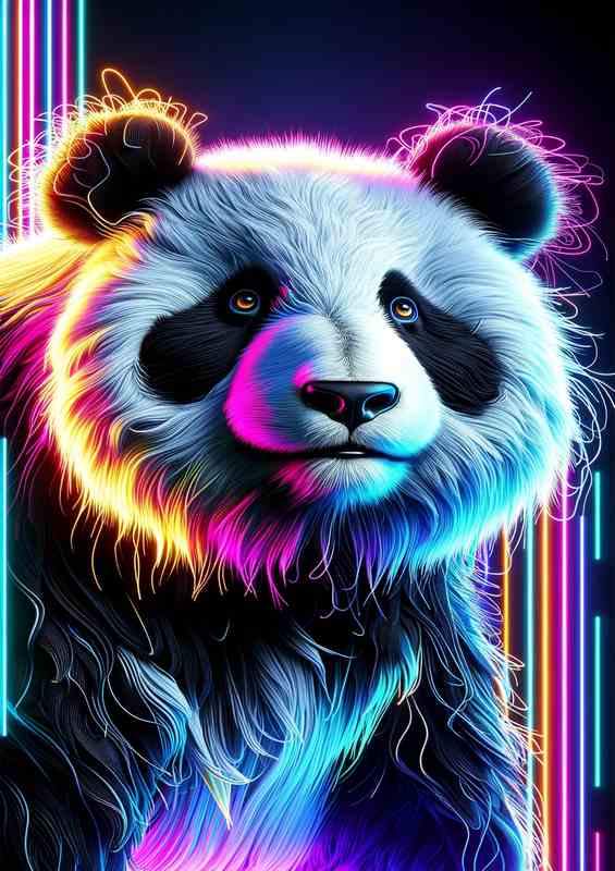 A panda in ultra high quality featuring vivid neon colors | Di-Bond
