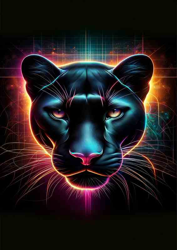 A sleek panthers head in neon art mysterious allure | Poster