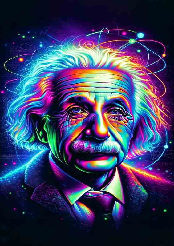 Albert Einstein reimagined with vibrant neon colors | Canvas