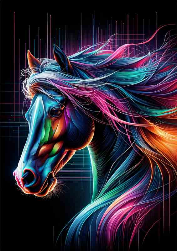 Neon Equine Majesty Canvas - Limited Edition