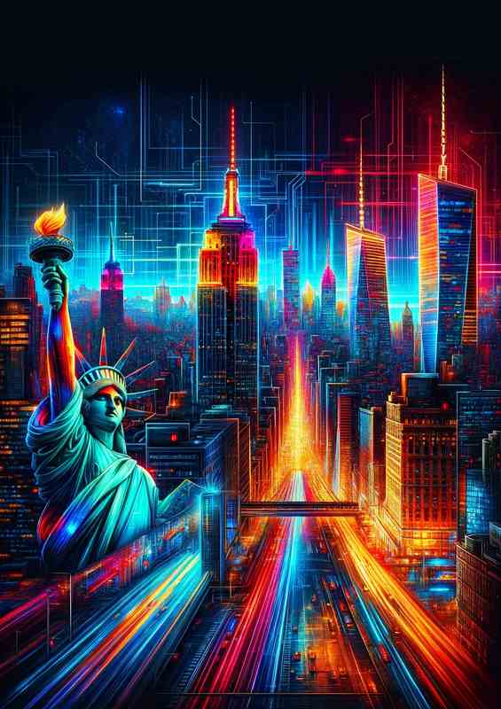 Neon NYC Skyline Canvas