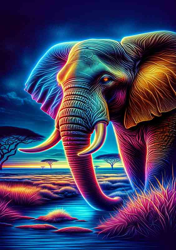 Neon Elephants Di-Bond Art