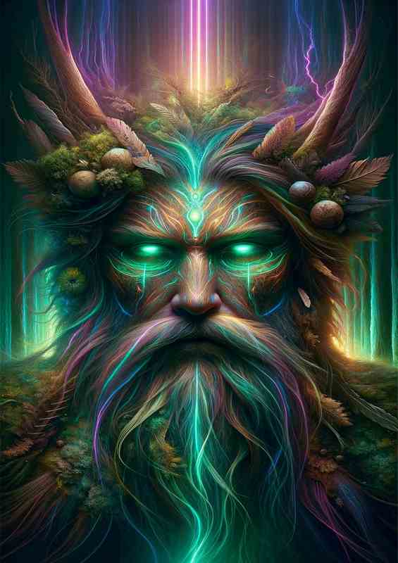 Pagan god enveloped in mystical neon colors | Canvas