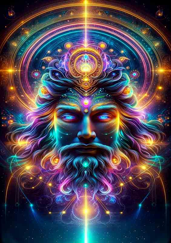 Powerful deity radiating divine energy neon | Di-Bond