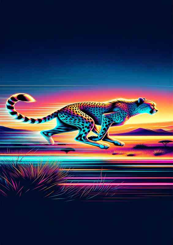 Neon Safari Cheetah Poster
