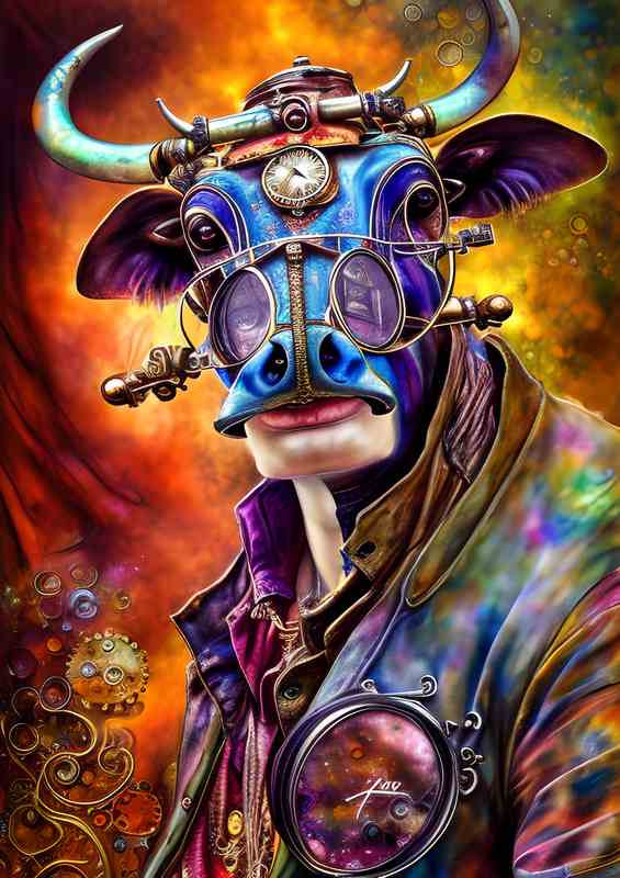 Steam Punk Beautiful Cow | Poster