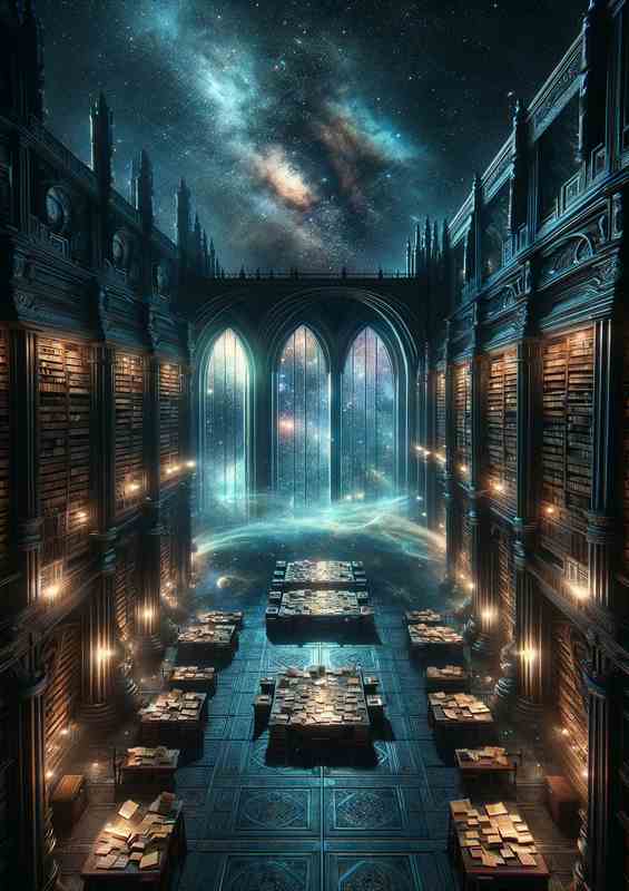 Arcane Library Amidst the Stars | Canvas