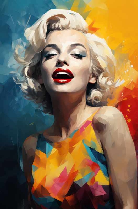A painting style of marilyn monroe in yellow blue | Poster