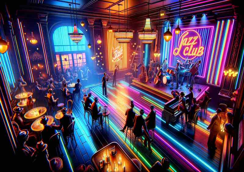Neon Jazz 20s Club Metal Poster