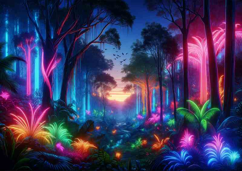 Neon Jungle Twilight Poster