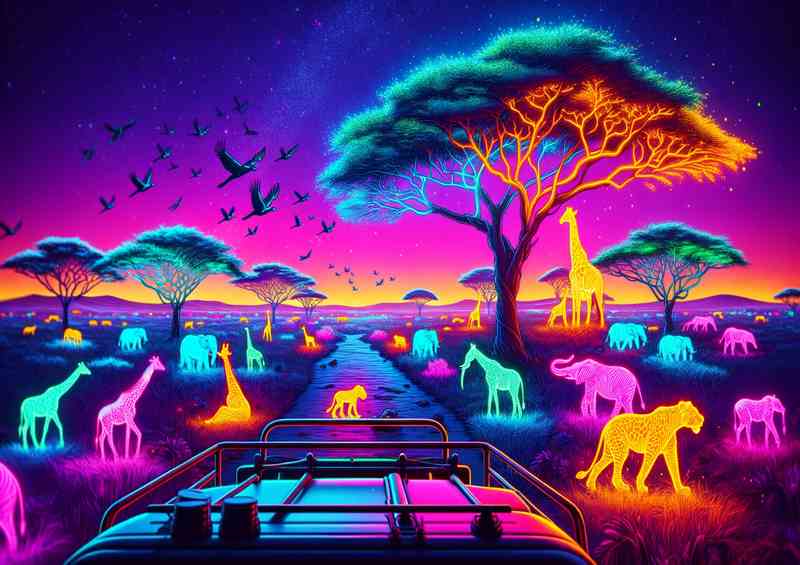 A Neon Safari Adventure in the African Savannah | Di-Bond