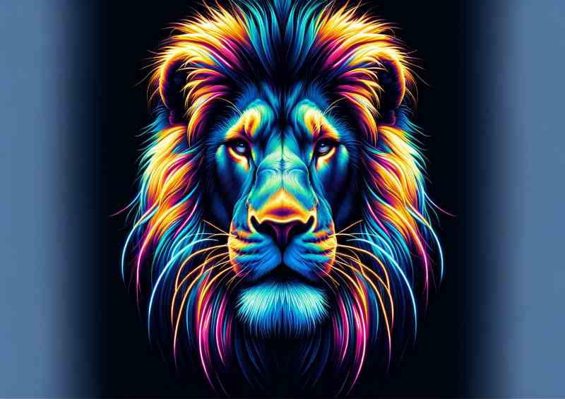Vibrant Lion in Neon Poster