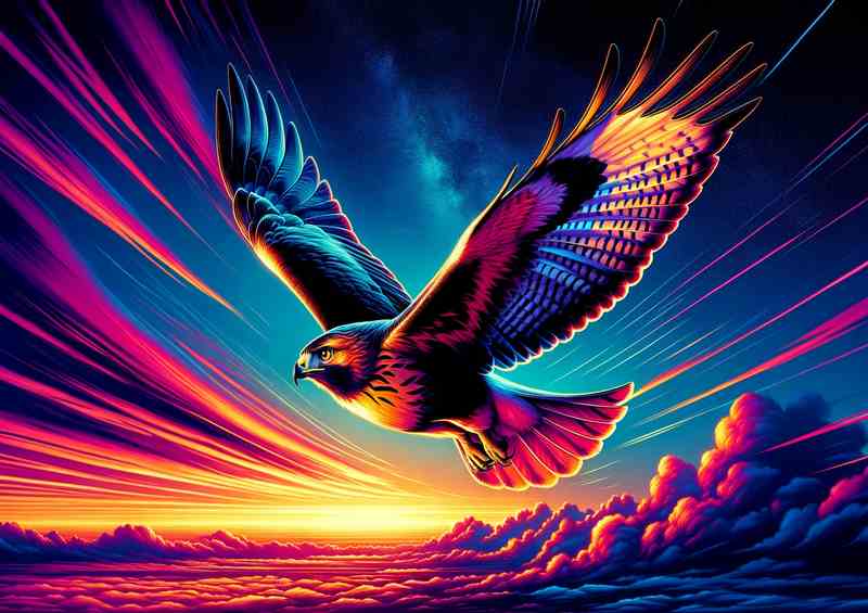 Glowing Neon Hawk | Canvas Art