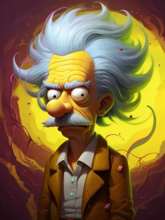 Albert Einstein Simpsons cartoon style | Di-Bond