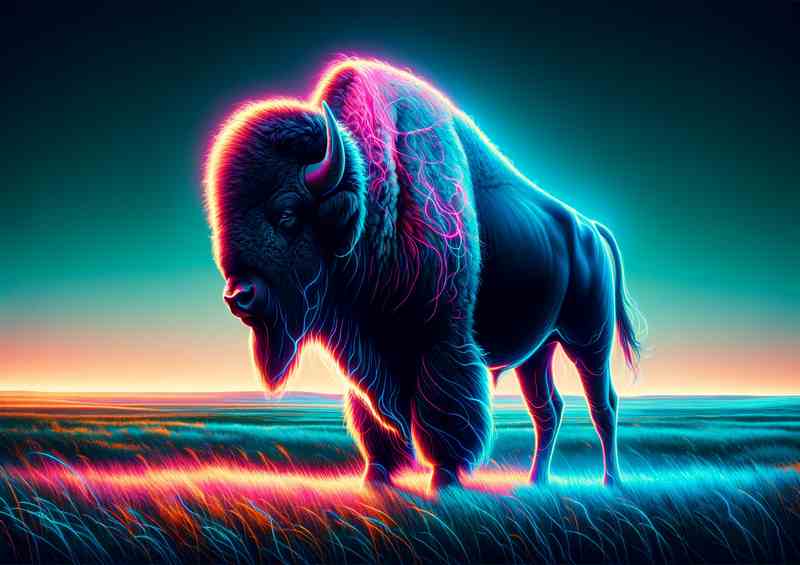 Bison on Neon Grass