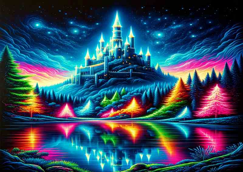 Enchanted Neon Fantasy Landscape Canvas
