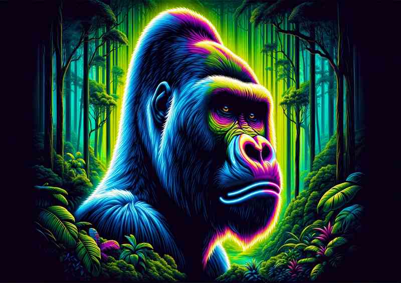 Neon Gorilla Rainforest Canvas