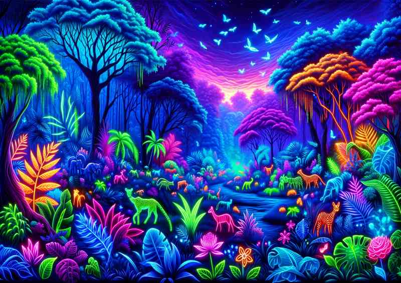 Twilight Neon Jungle Canvas