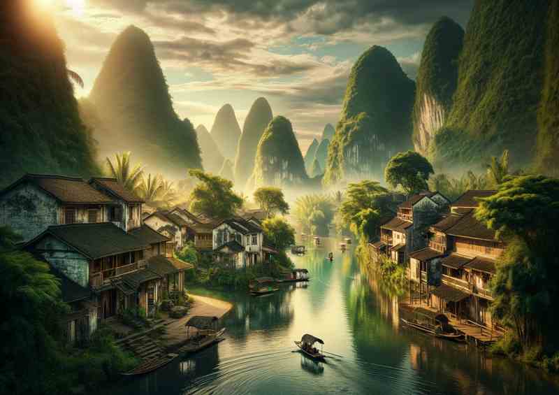 Tranquil Ancient Village River | Di-Bond