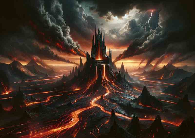 Volcanic Throne rivers of lava | Metal Poster