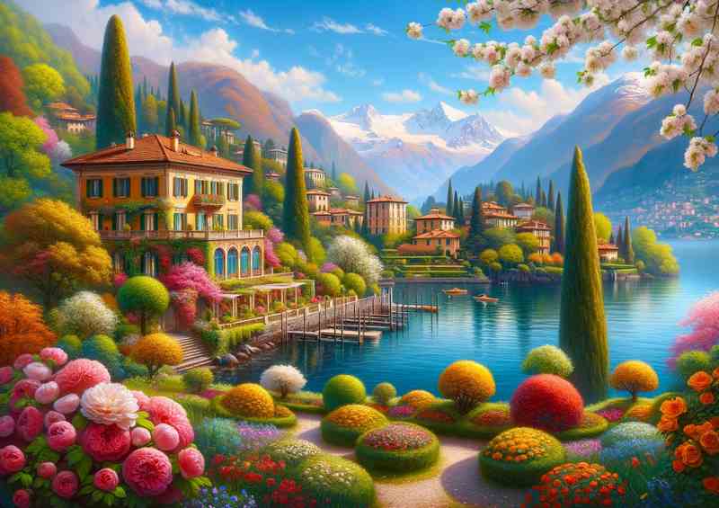 Blossoming Serenity Spring Beauty at Lake Como Italy | Canvas