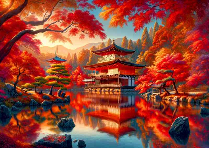 Autumn Morning in Kyoto Japan Metal Poster