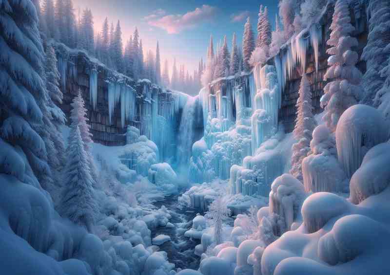 Crystal Serenity The Enchanted Winter Waterfall | Canvas