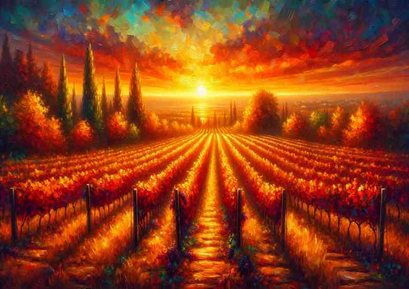 Autumns Glow A Vineyard at Sunset Style | Canvas